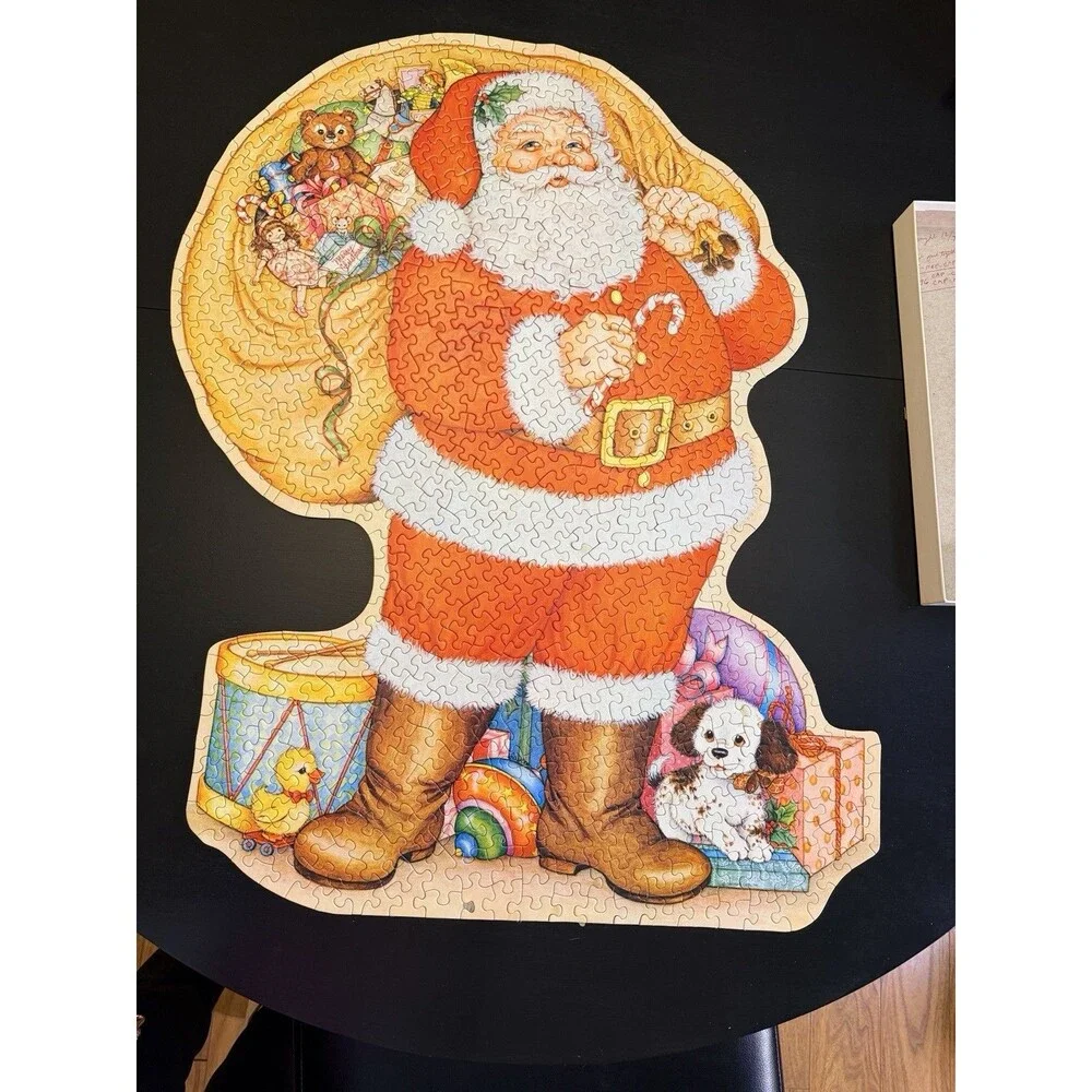 VINTAGE Hallmark Outlines Santa Shaped 500Pc Puzzle COMPLETE 30